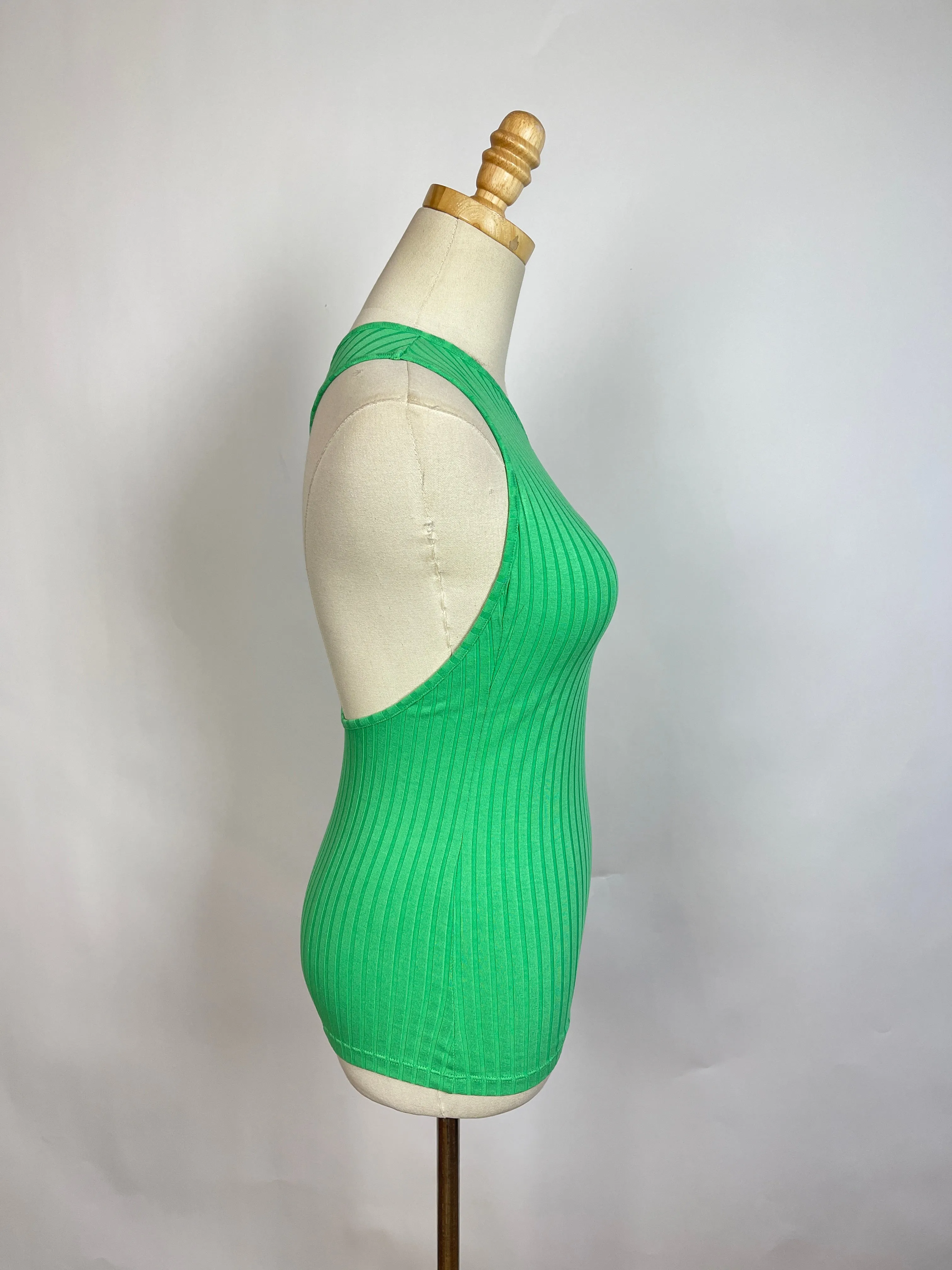 Rodebjar Navista Green One Shoulder Ribbed Tank (M)