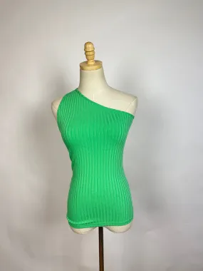 Rodebjar Navista Green One Shoulder Ribbed Tank (M)