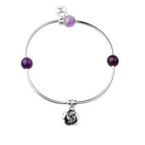 Rose | Soft Bangle Charm Bracelet | Amethyst