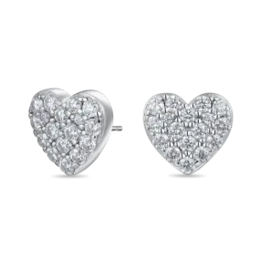 Round Cut Heart Stud Earring