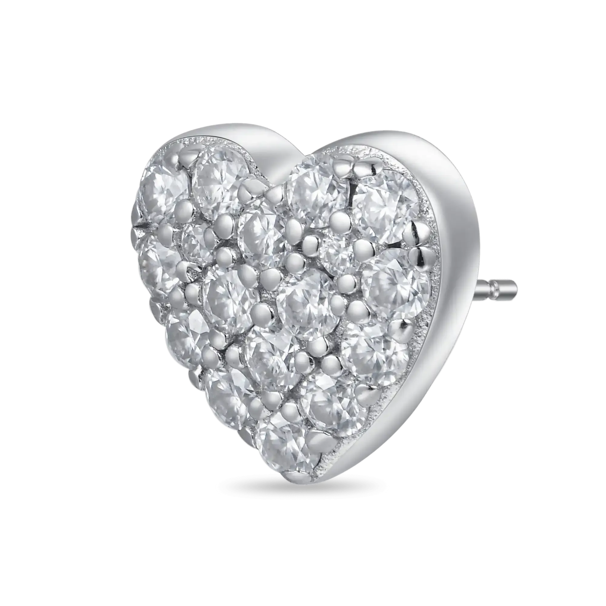 Round Cut Heart Stud Earring