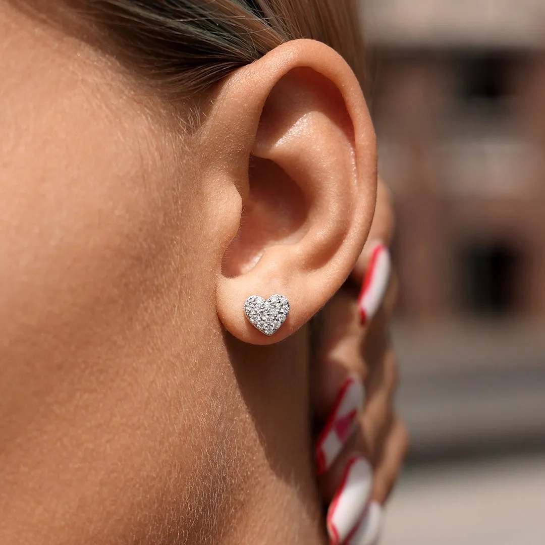 Round Cut Heart Stud Earring