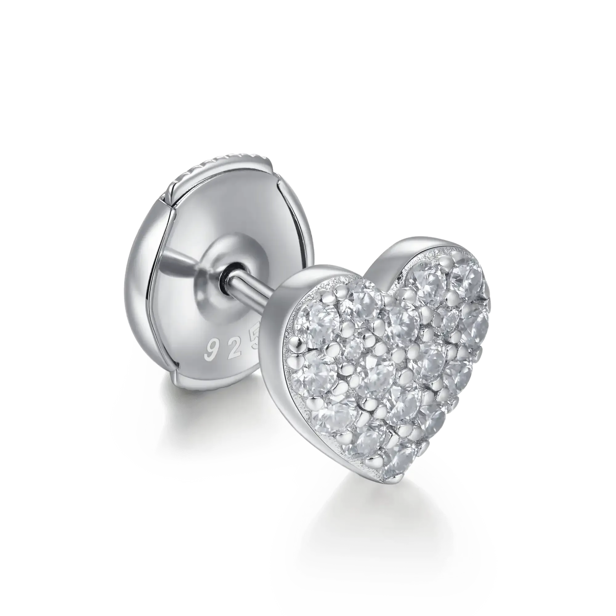 Round Cut Heart Stud Earring