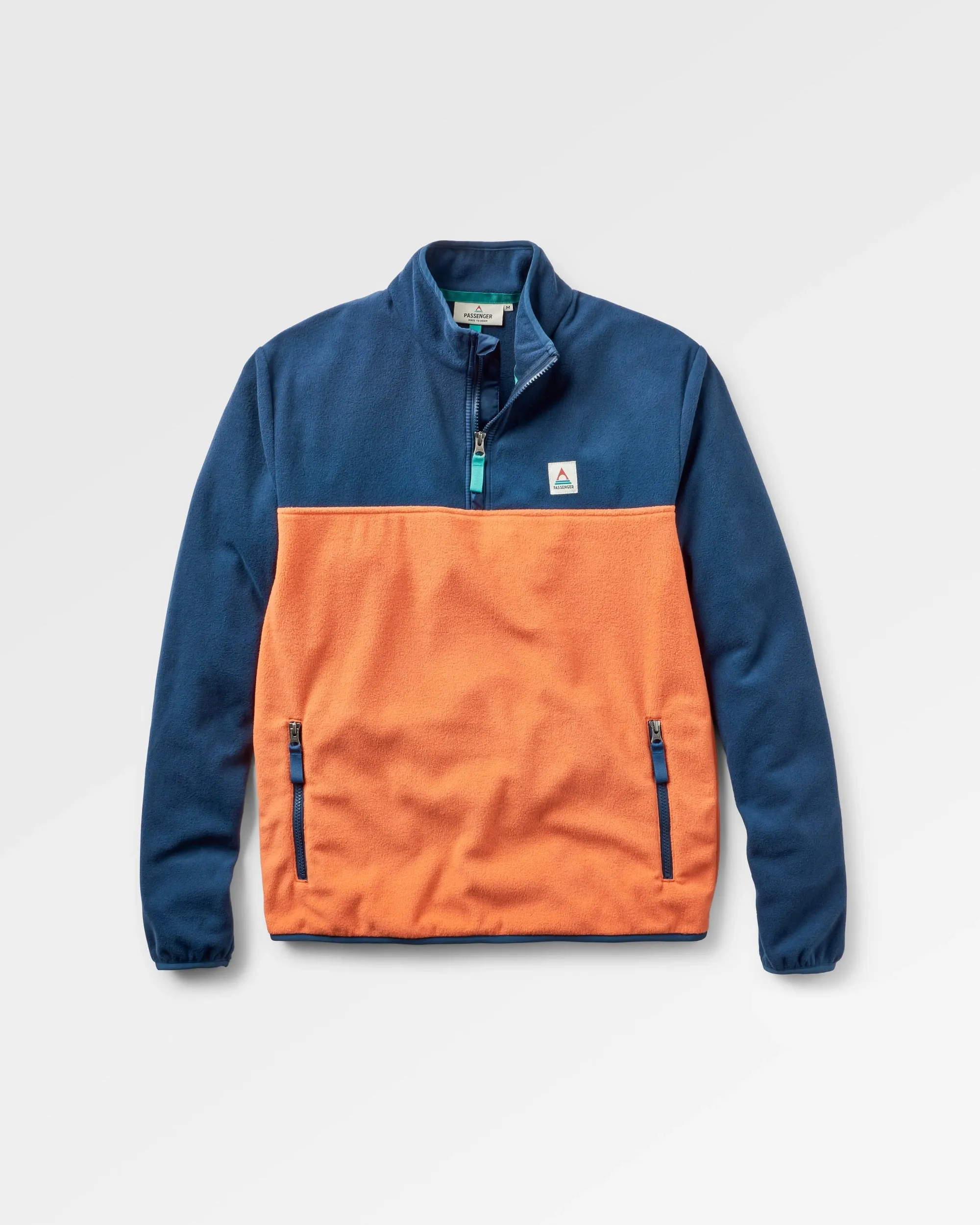 Set Off Recycled Polar 1/4 Zip Fleece - Rich Navy/ Burnt Orange