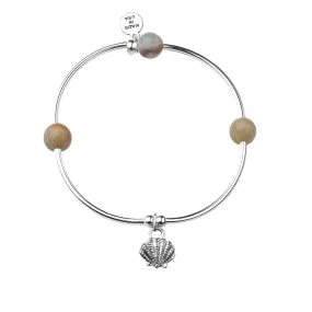 Shell | Soft Bangle Charm Bracelet | Amazonite