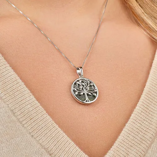 Silver & Marble Tree of Life Necklace