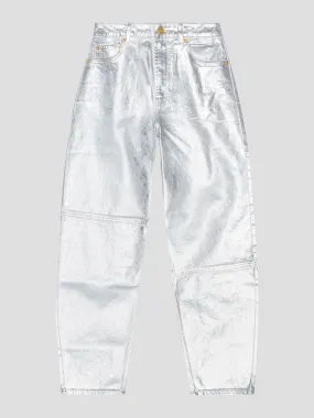 Silver Foil Denim Pants