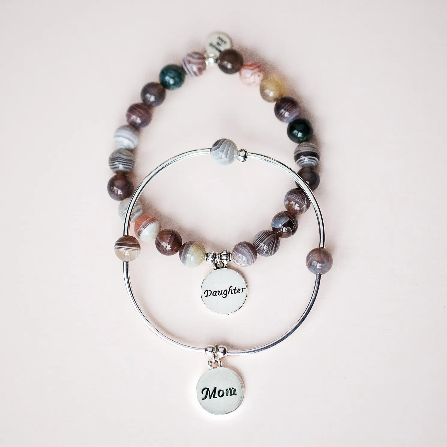 Sister | Soft Bangle Charm Bracelet | Onyx