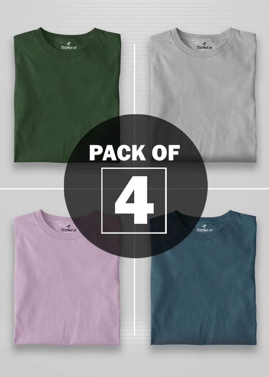 Solid Half Sleeve T-Shirt Men Combo - Pack of 4