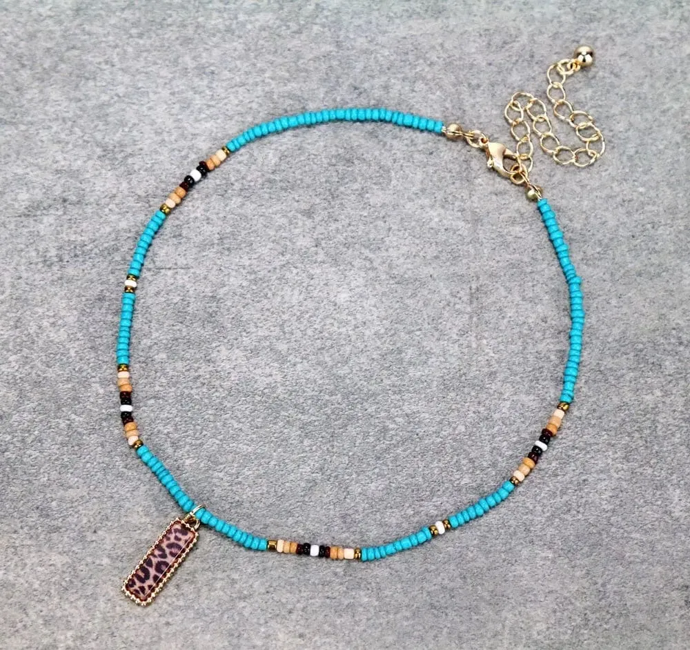 Southwest Leopard bar CHOKER