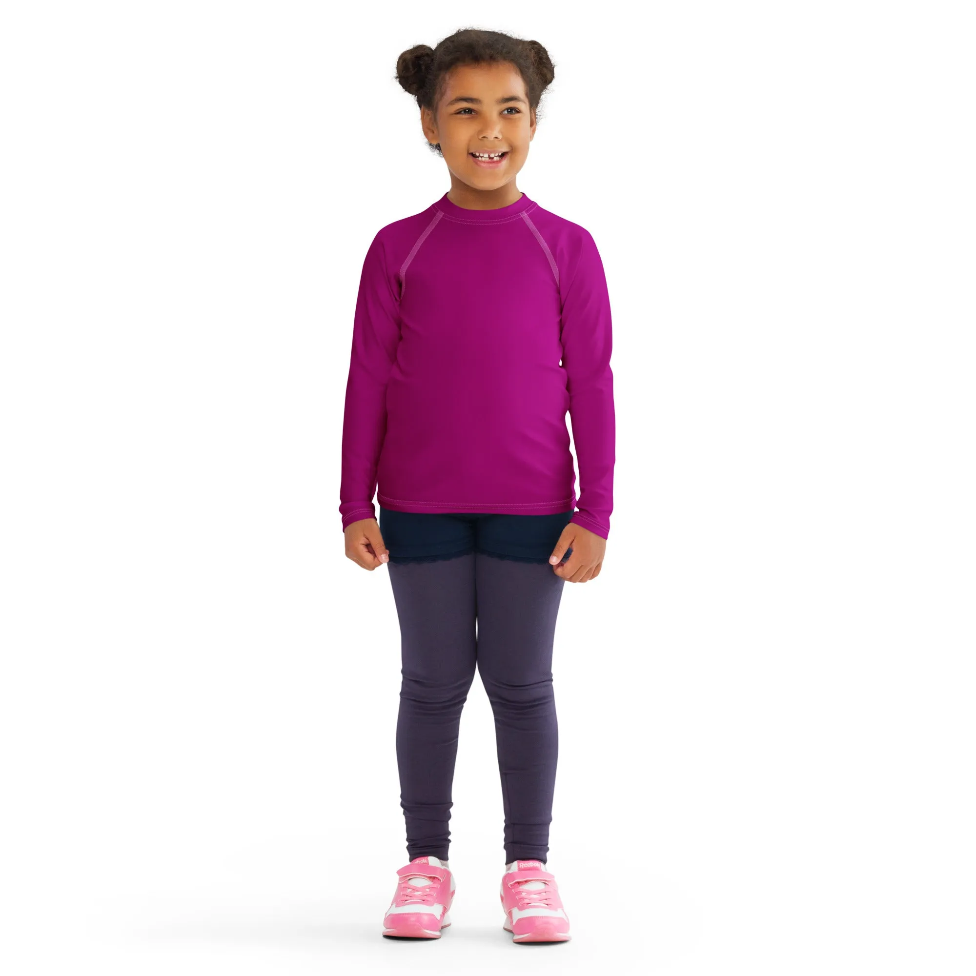 Sun-Kissed Adventures: Long Sleeve Rash Guards for Girls - Fresh Eggplant