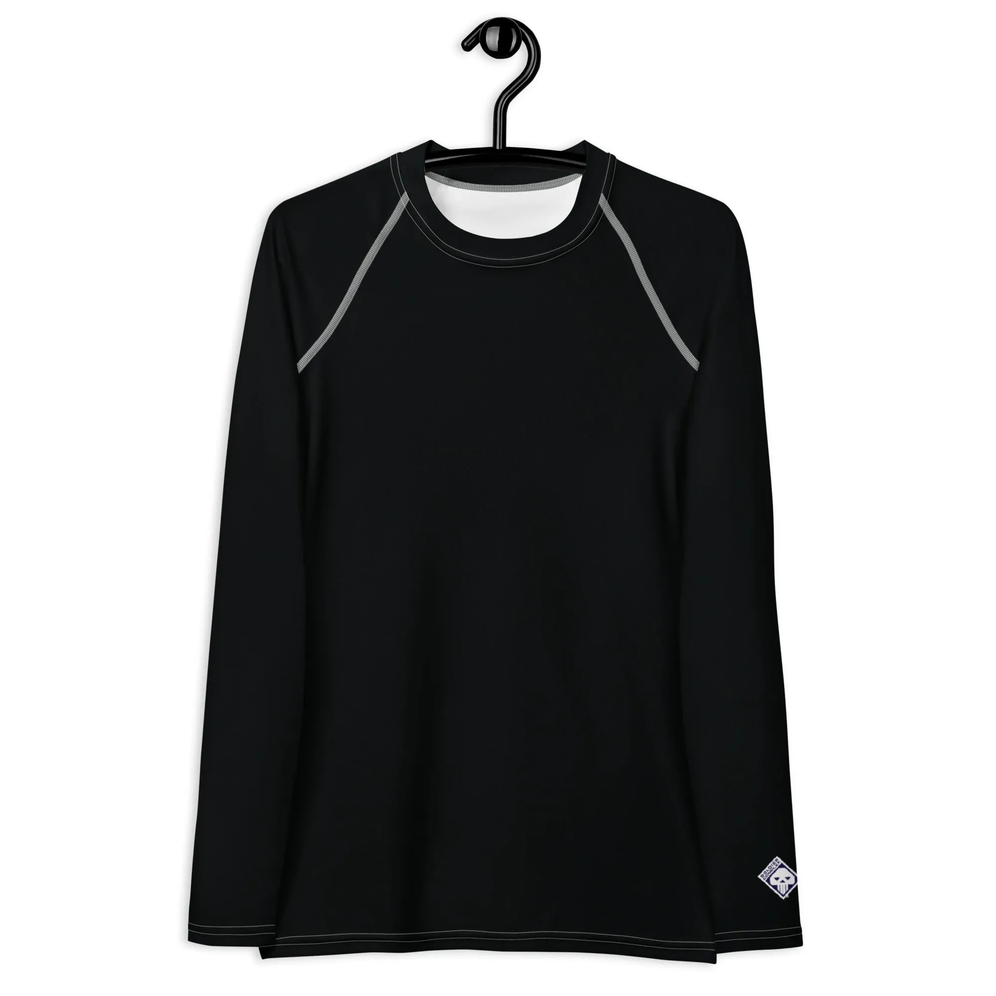 Sun-Kissed Style: Women's Solid Color Long Sleeve Rash Guard - Noir