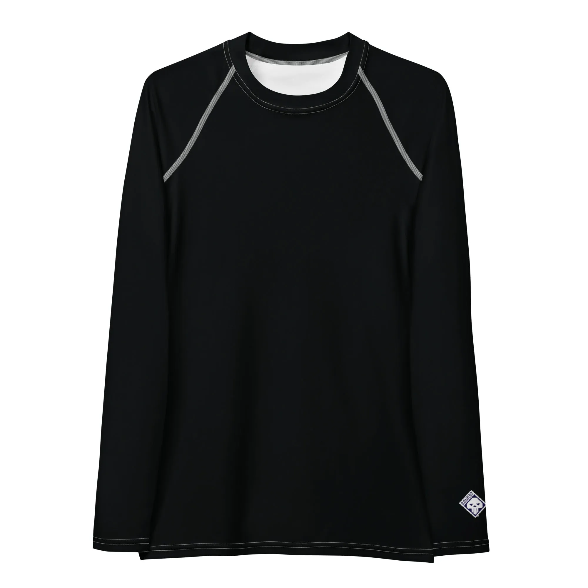 Sun-Kissed Style: Women's Solid Color Long Sleeve Rash Guard - Noir