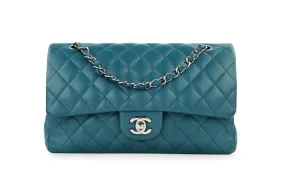 Teal Lambskin Medium Classic Flap