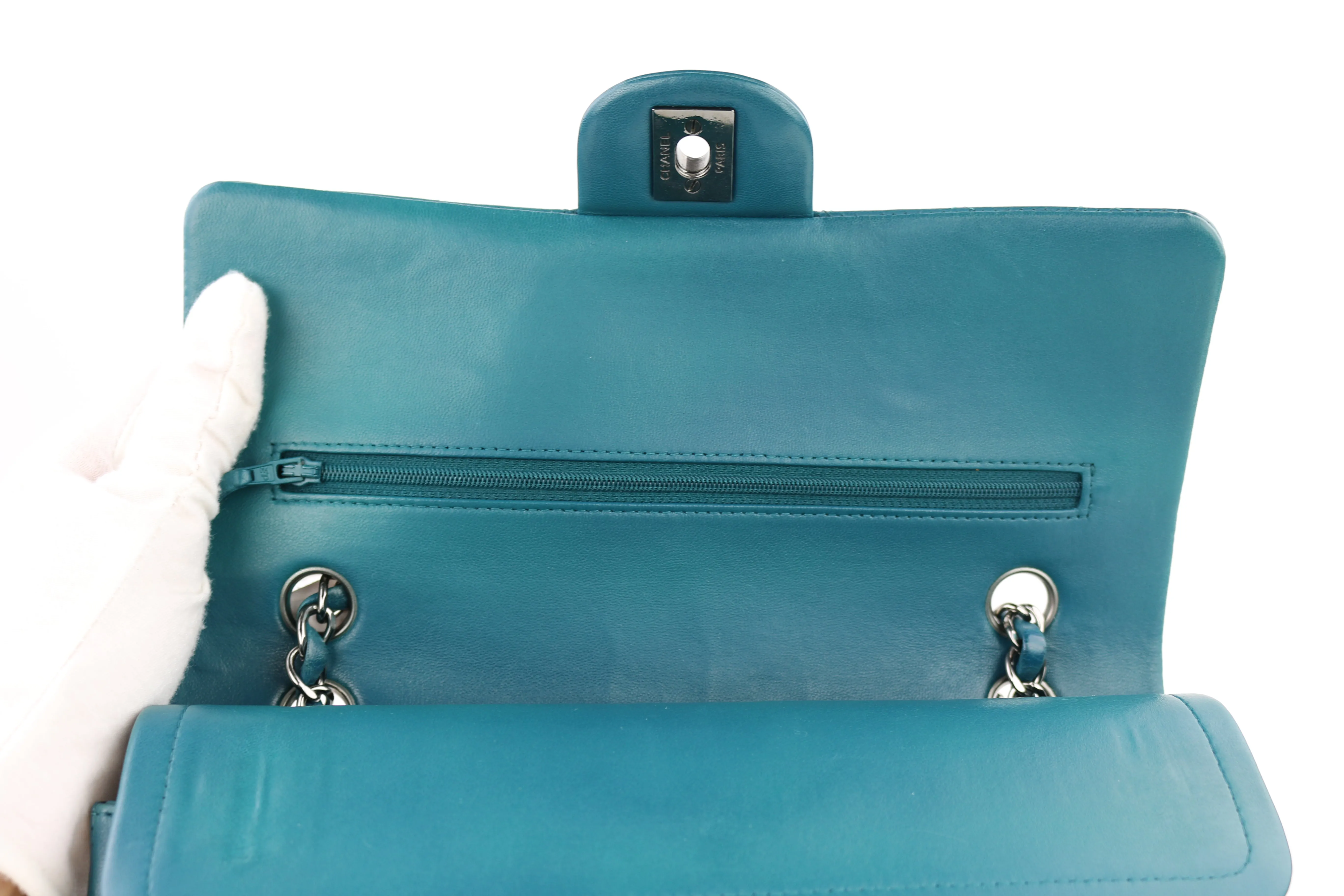 Teal Lambskin Medium Classic Flap