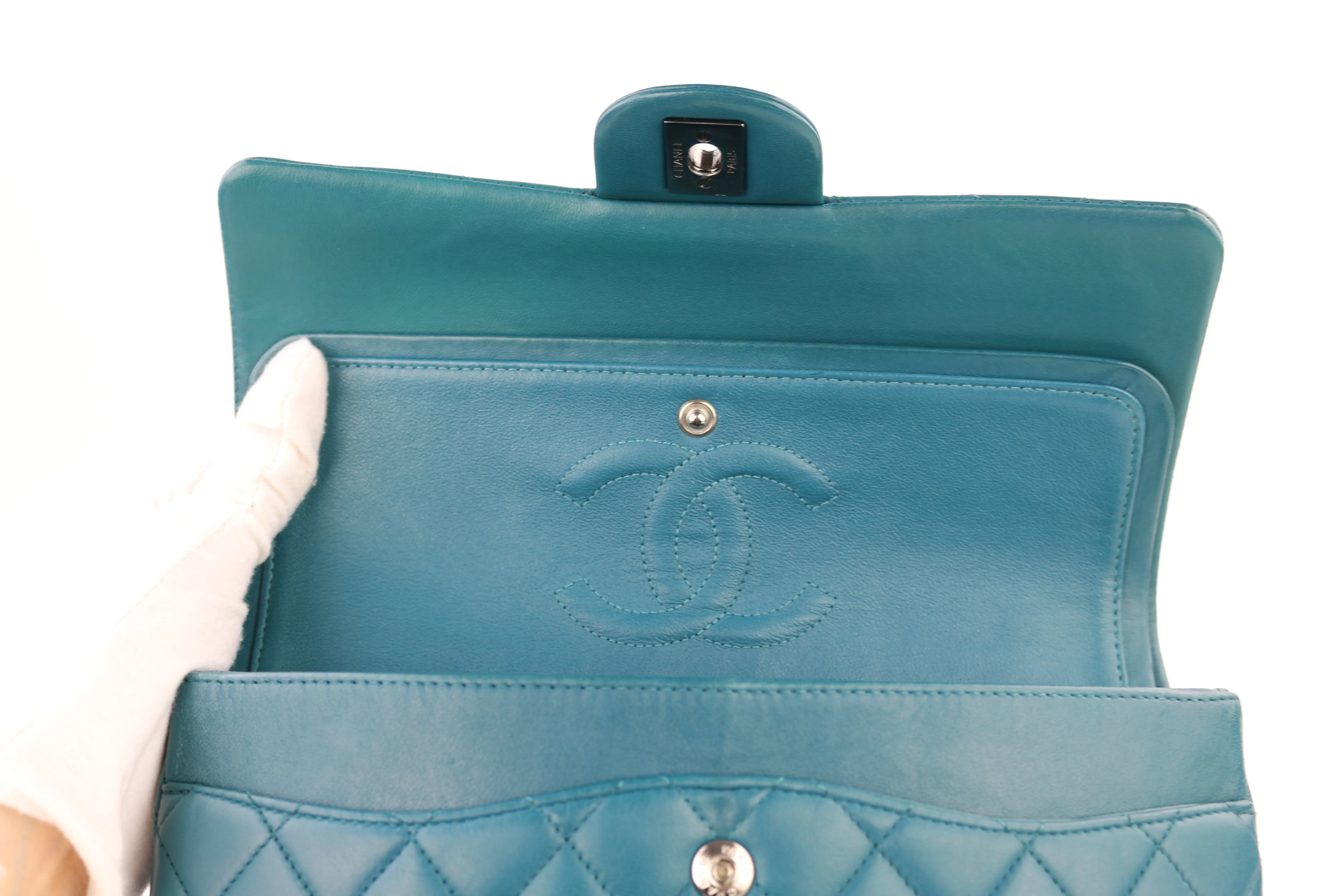 Teal Lambskin Medium Classic Flap