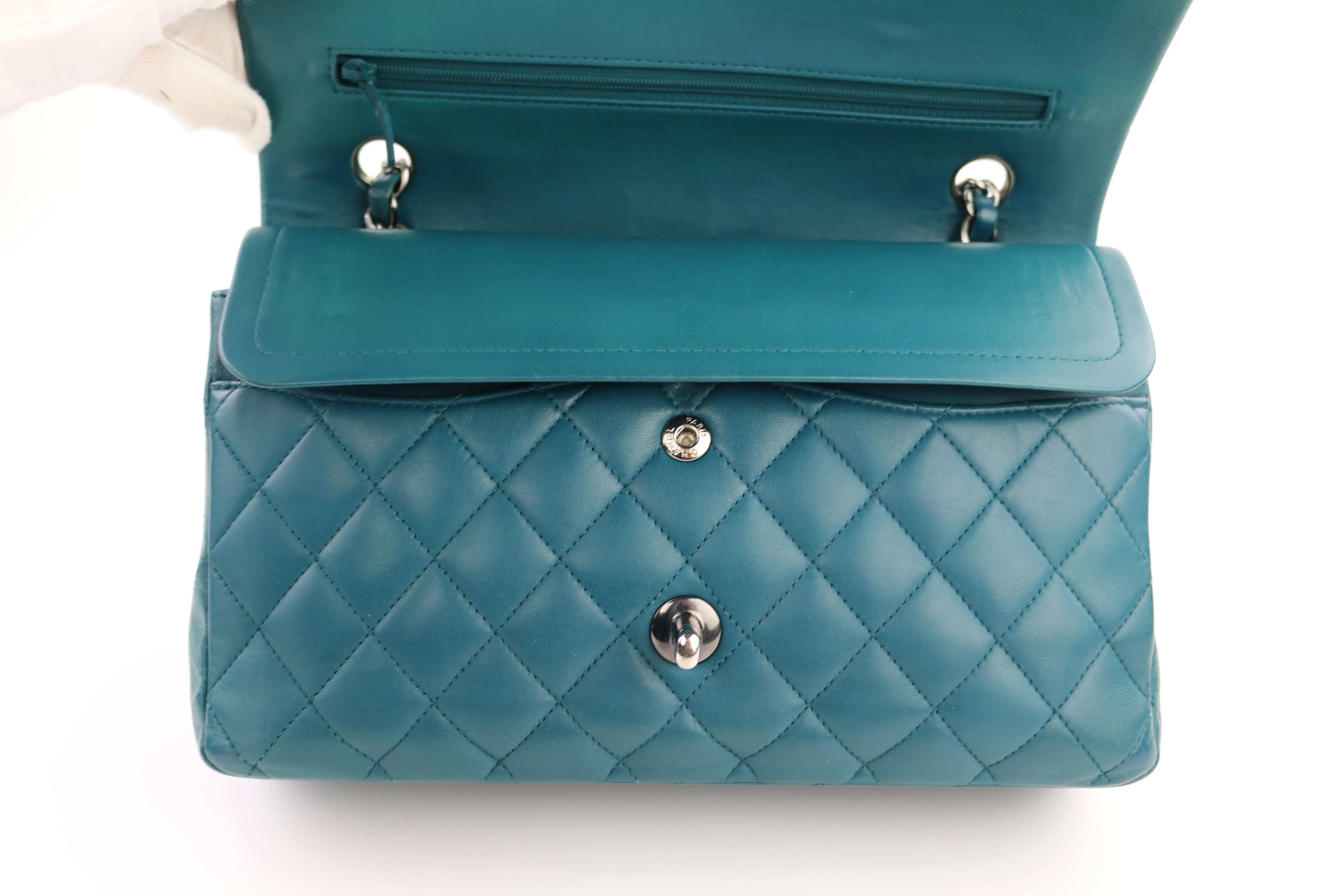 Teal Lambskin Medium Classic Flap