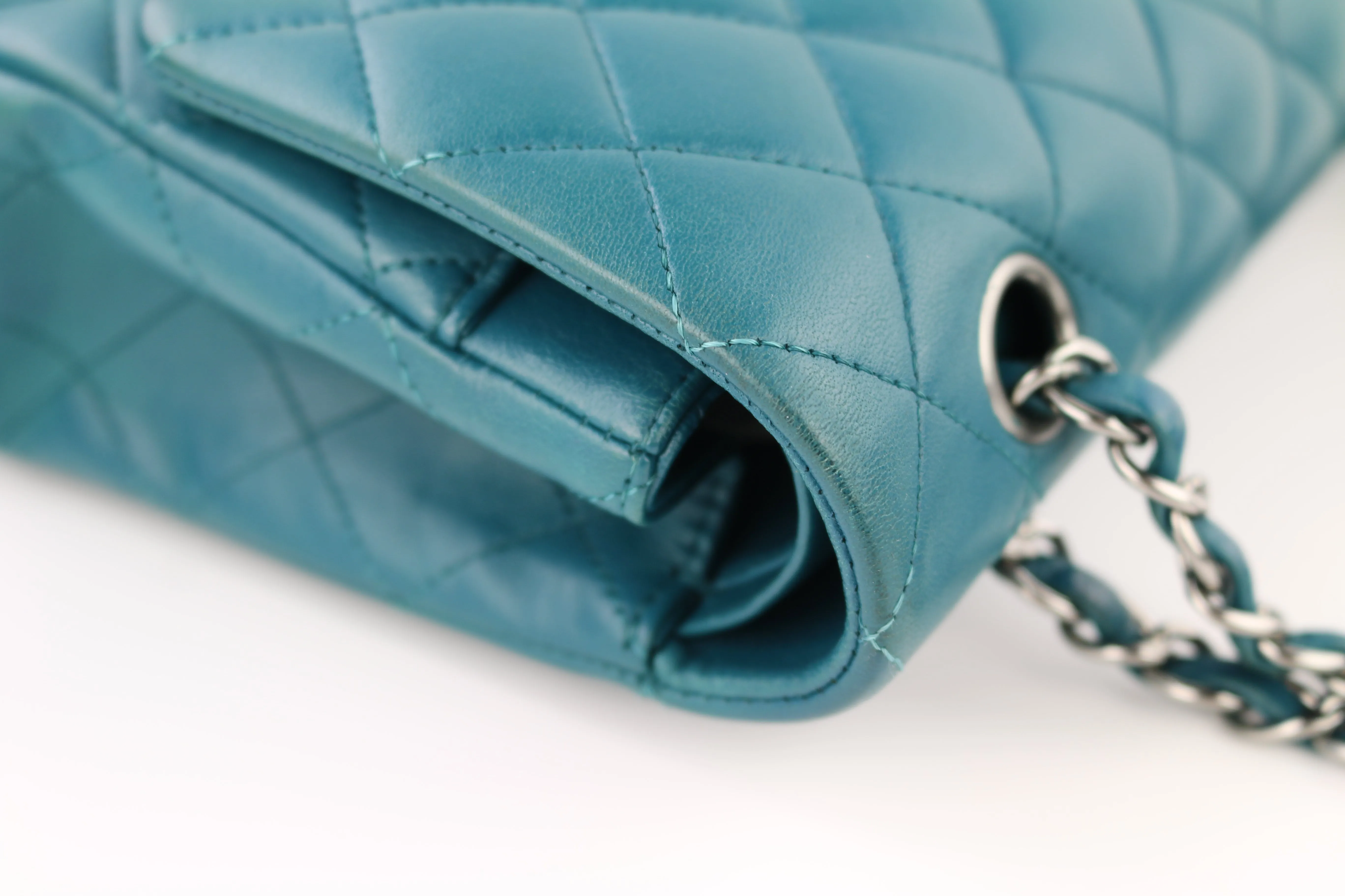 Teal Lambskin Medium Classic Flap