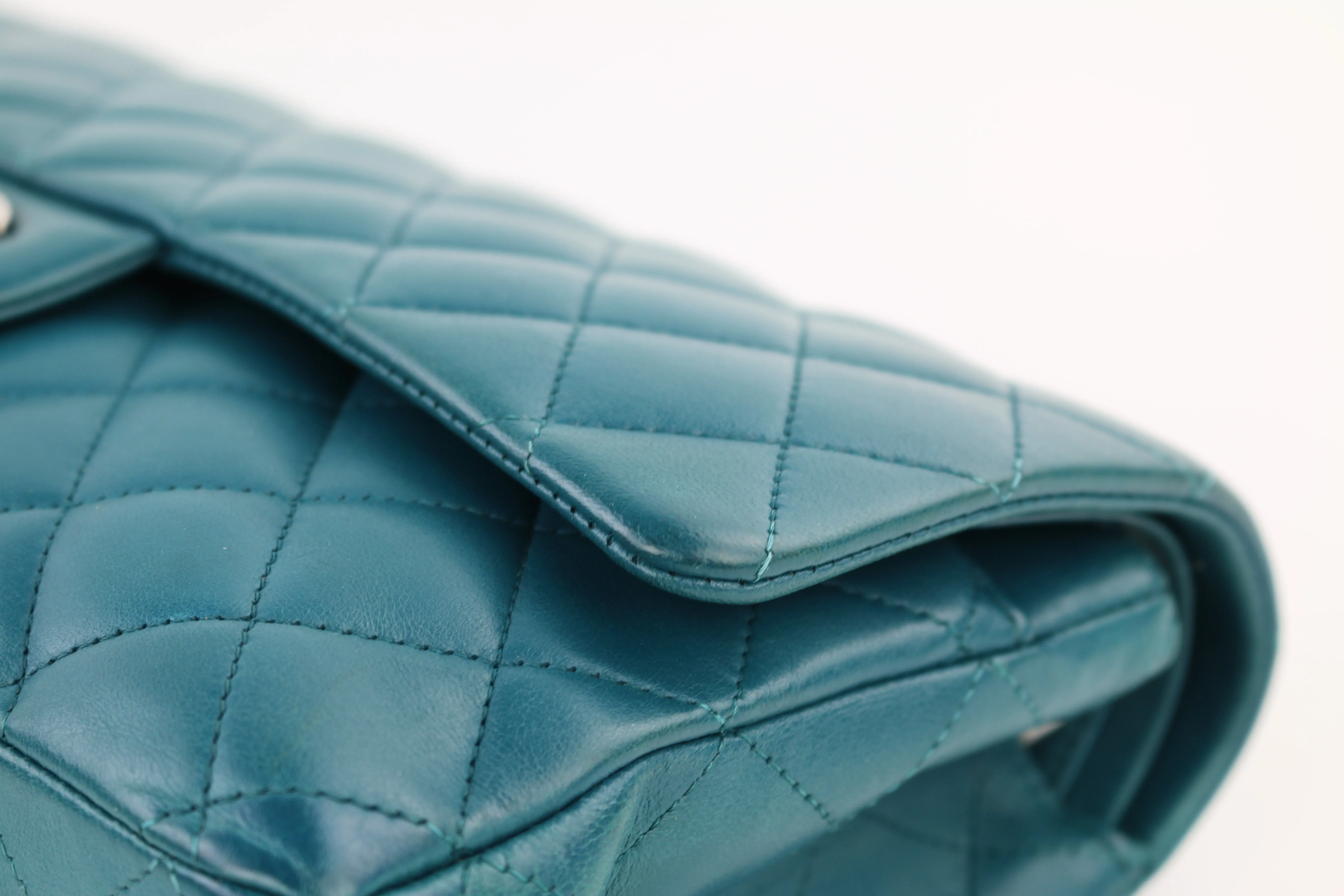 Teal Lambskin Medium Classic Flap