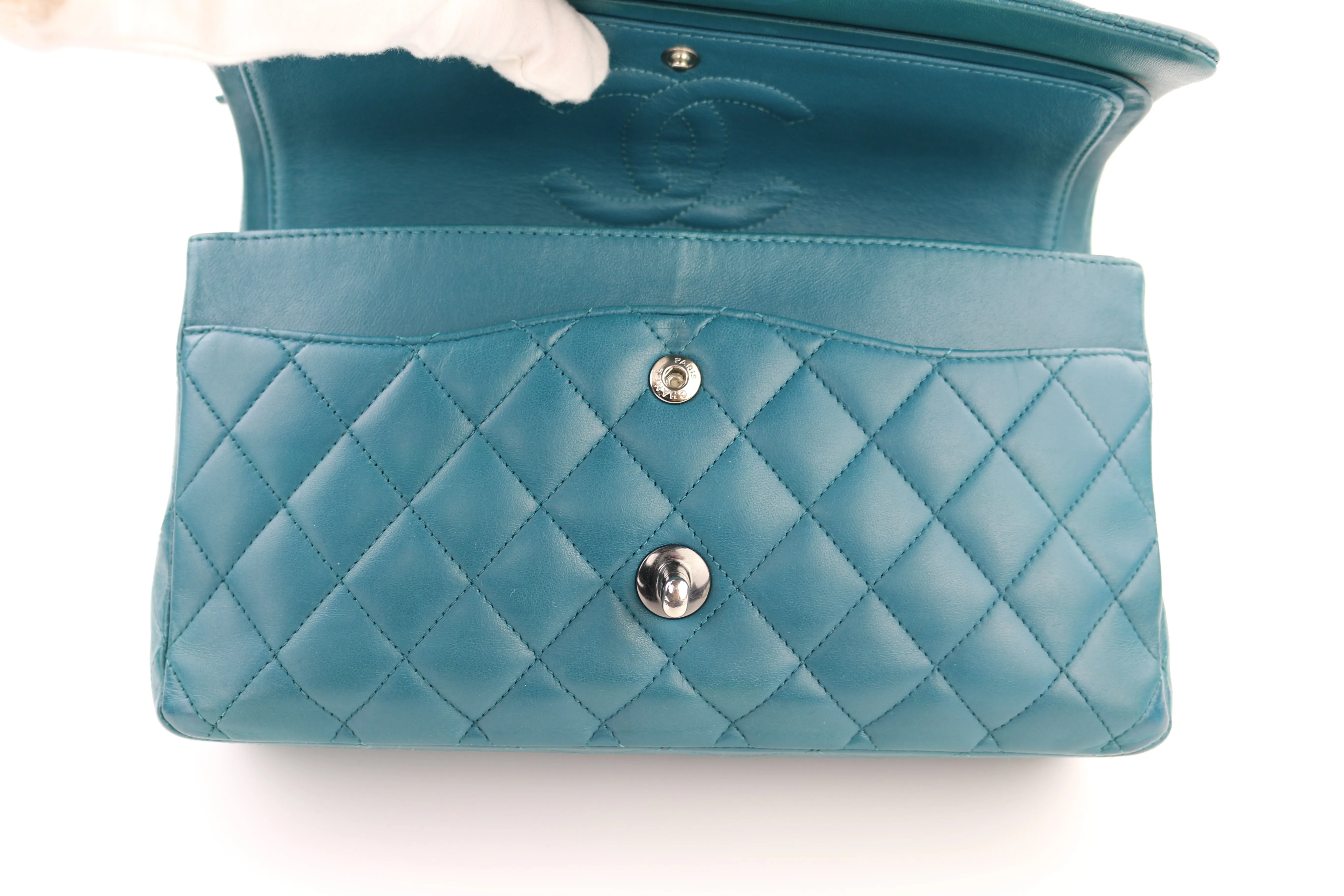 Teal Lambskin Medium Classic Flap