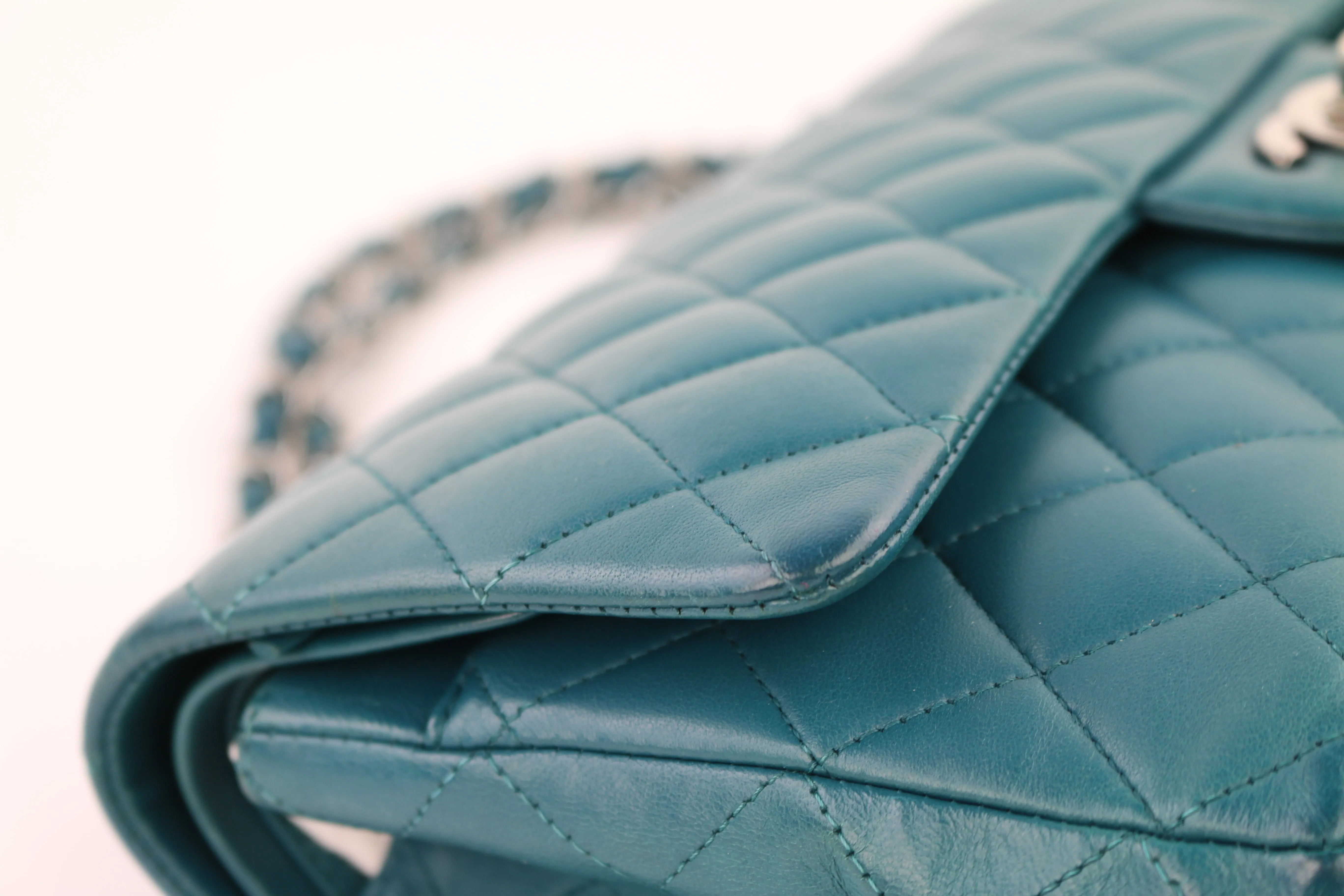 Teal Lambskin Medium Classic Flap