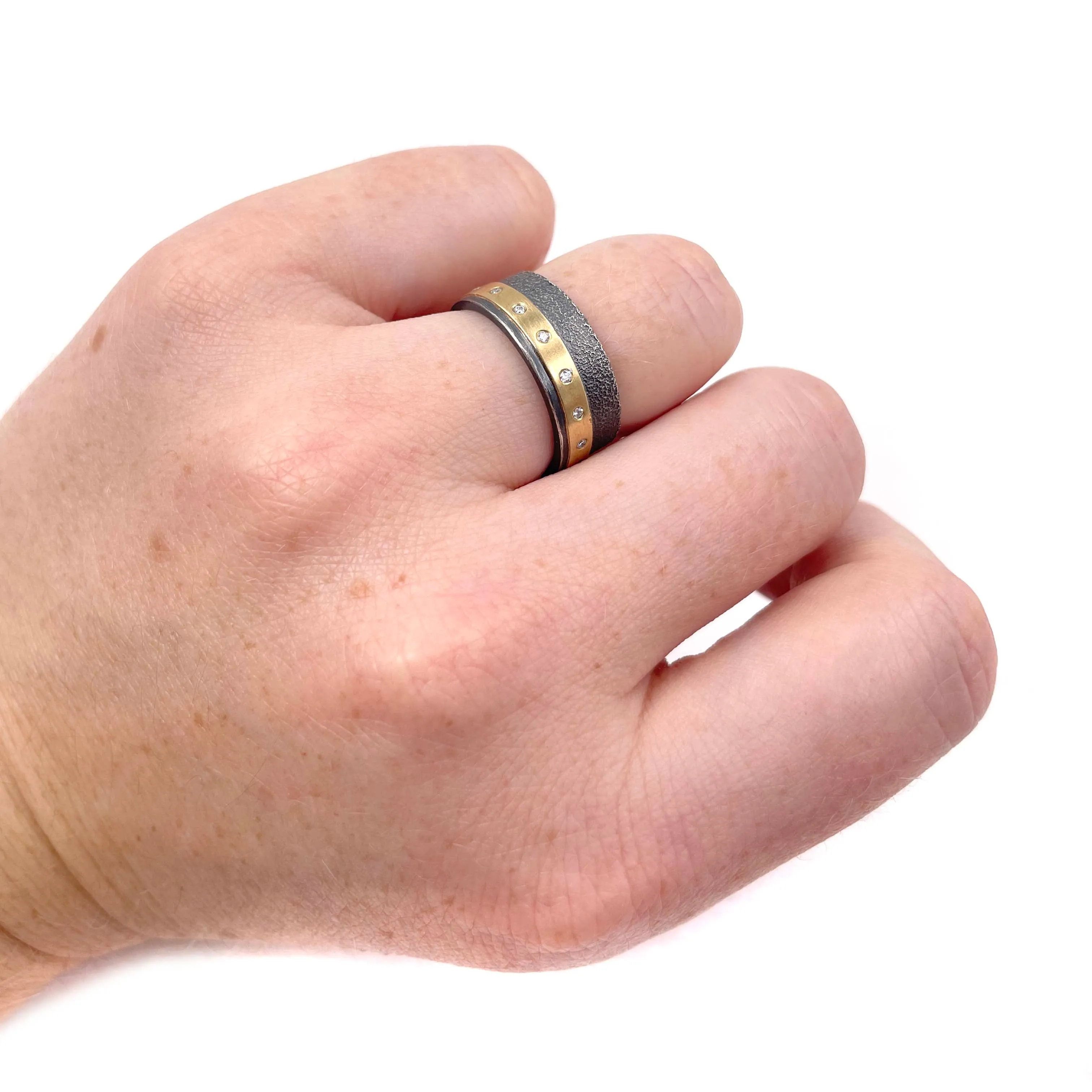 Textured Silver and Gold Band