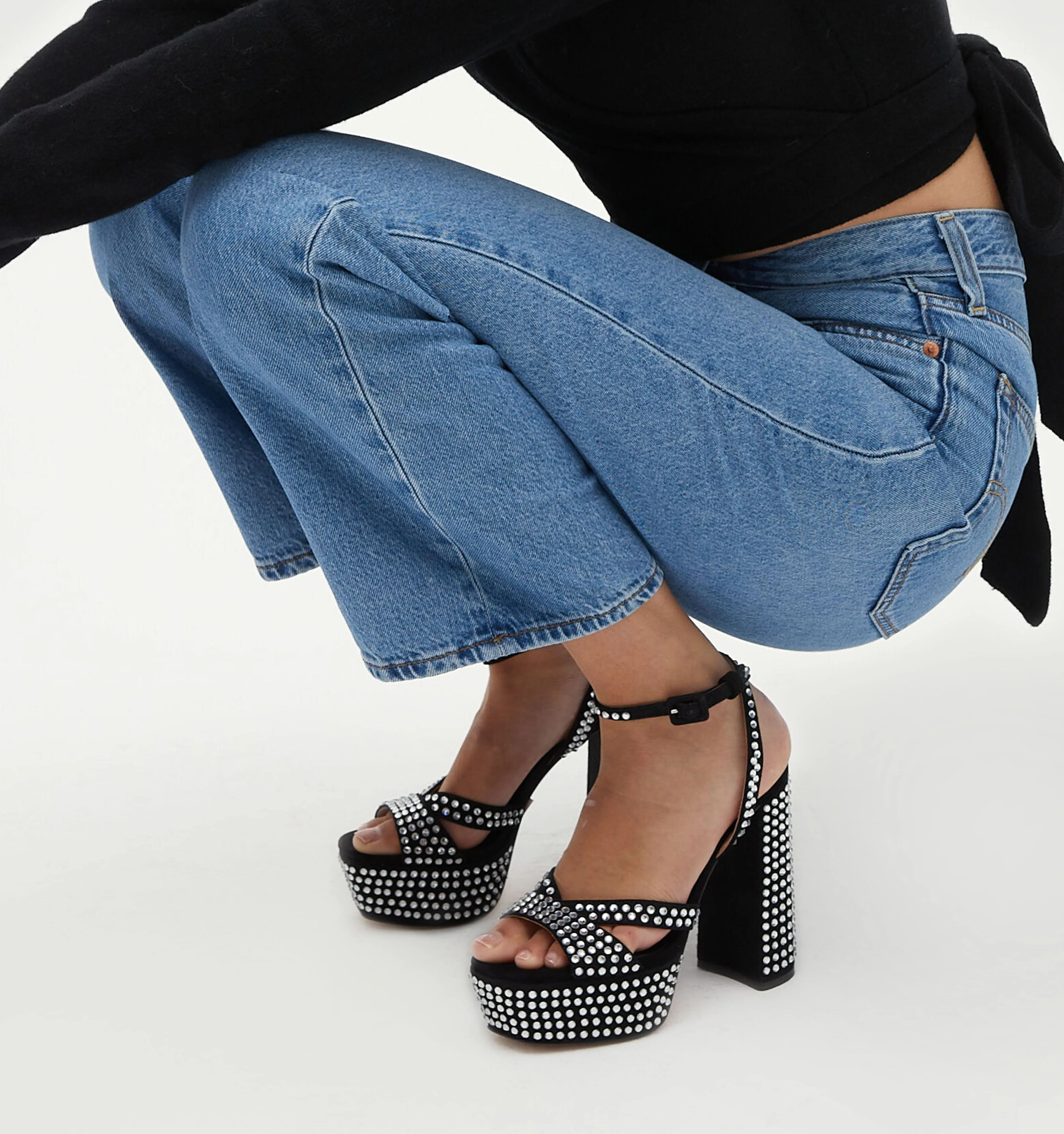 The Party Platform - Black Suede Rhinestone