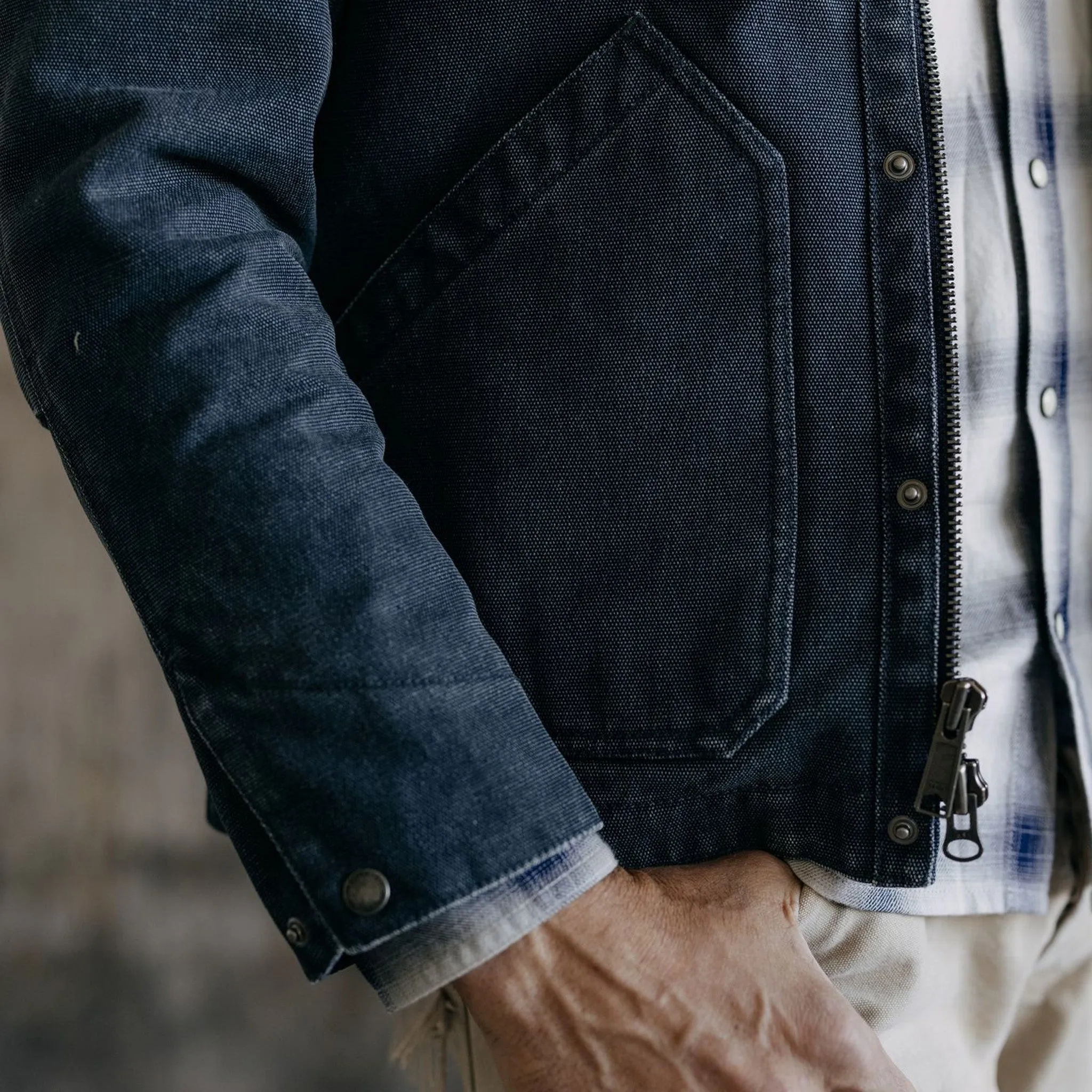 The Workhorse Jacket in Navy Chipped Canvas