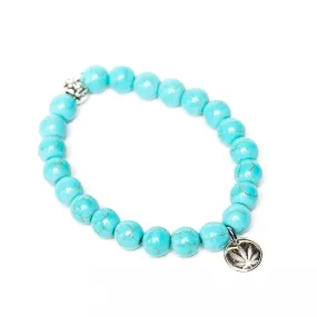 Turquoise Howlite Beaded Bracelet Sterling Silver Charm