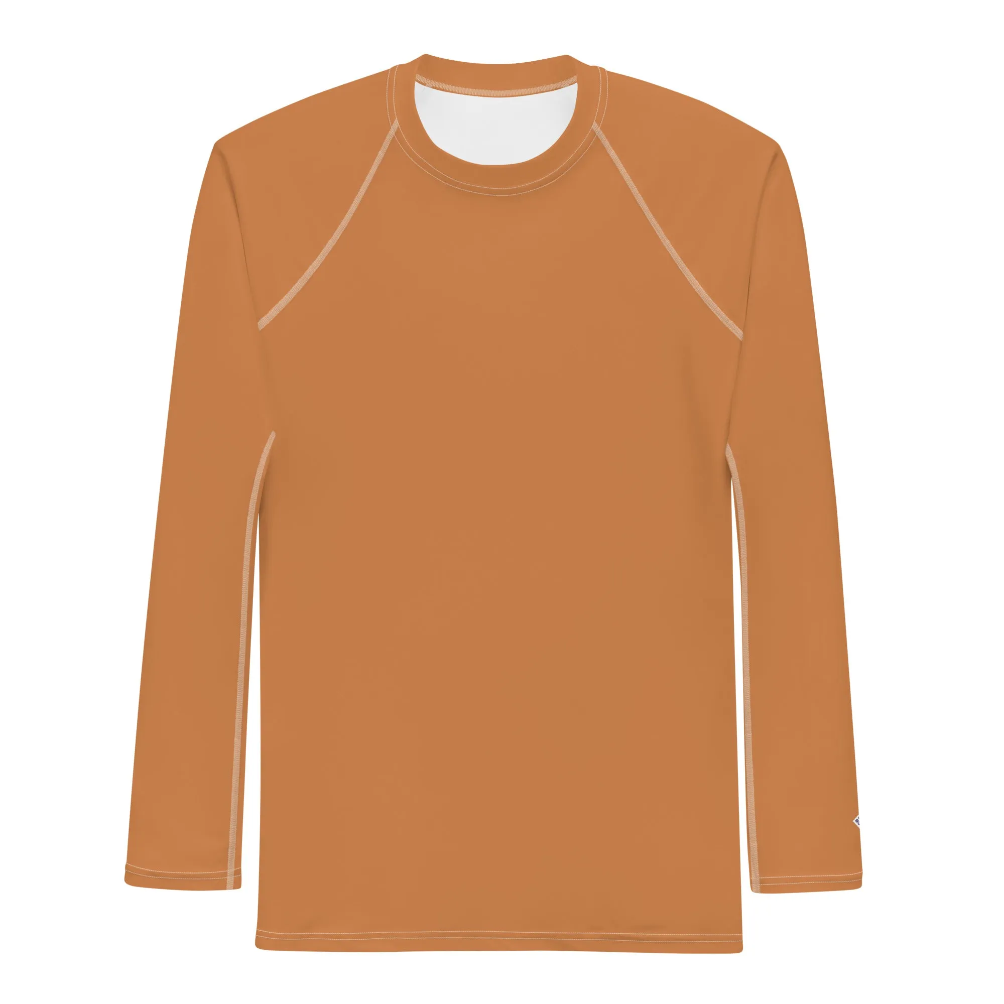 Understated Style: Solid Color Rash Guard for Men - Raw Sienna