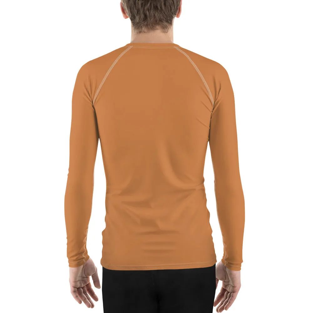 Understated Style: Solid Color Rash Guard for Men - Raw Sienna