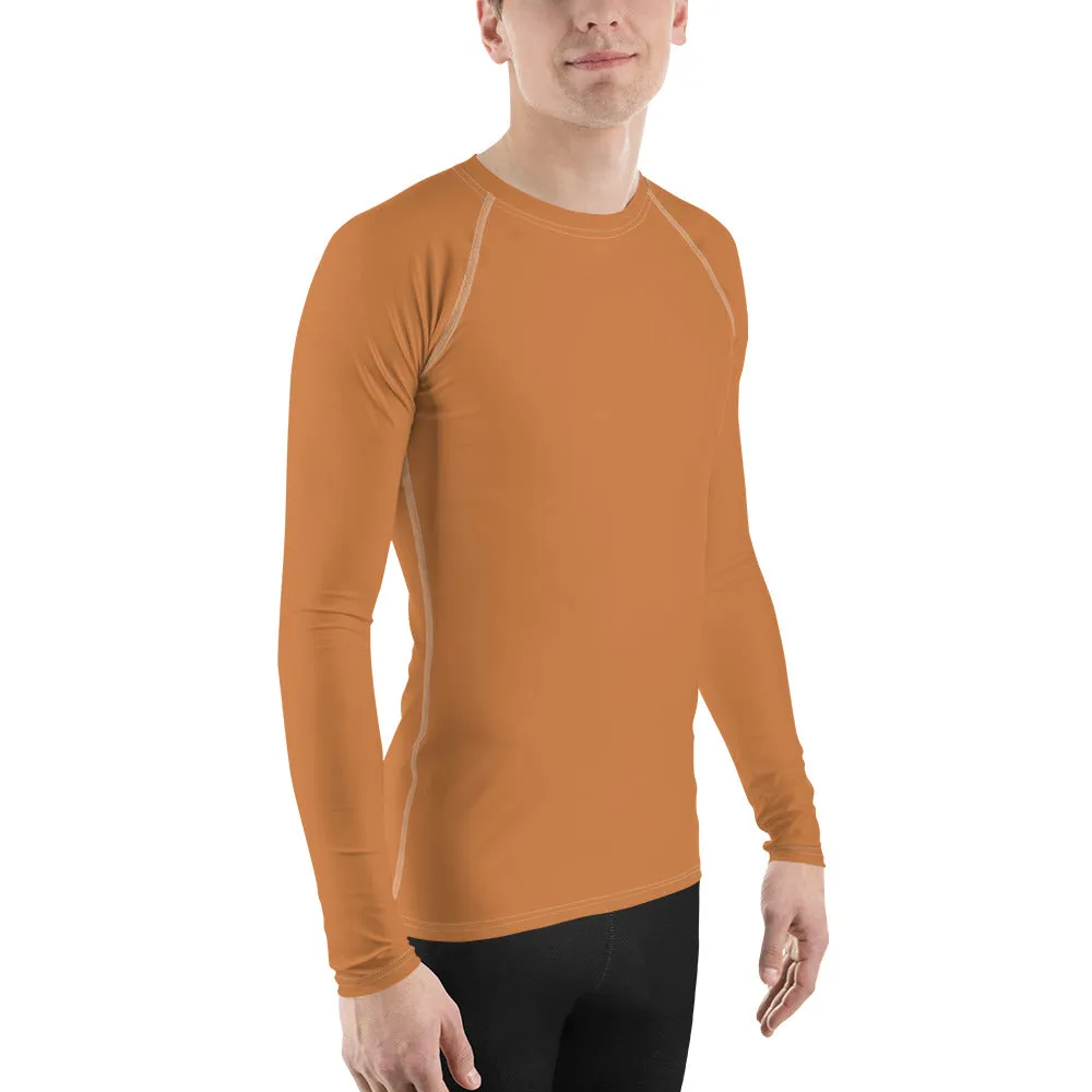 Understated Style: Solid Color Rash Guard for Men - Raw Sienna