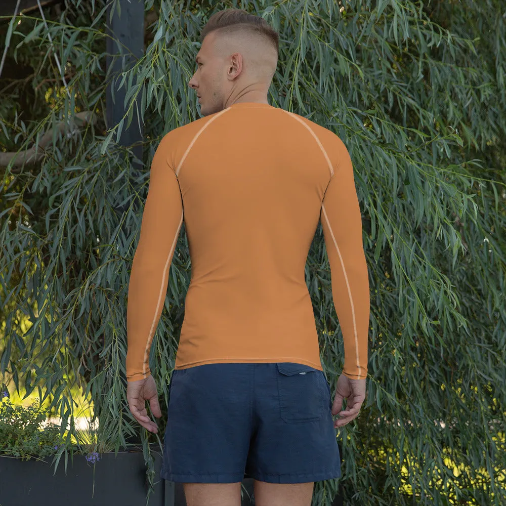 Understated Style: Solid Color Rash Guard for Men - Raw Sienna