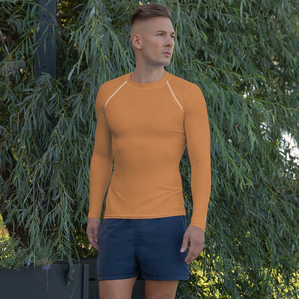 Understated Style: Solid Color Rash Guard for Men - Raw Sienna