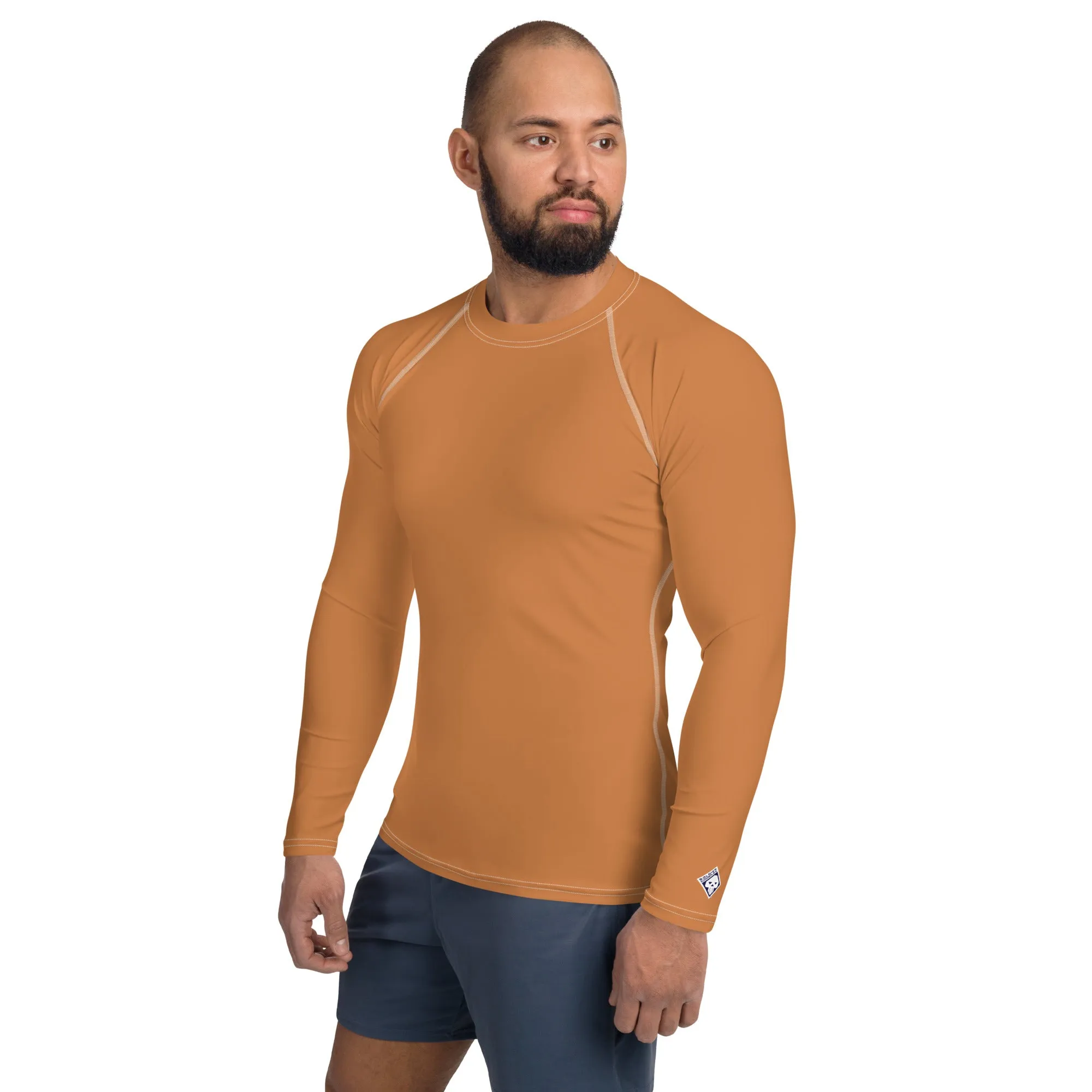 Understated Style: Solid Color Rash Guard for Men - Raw Sienna