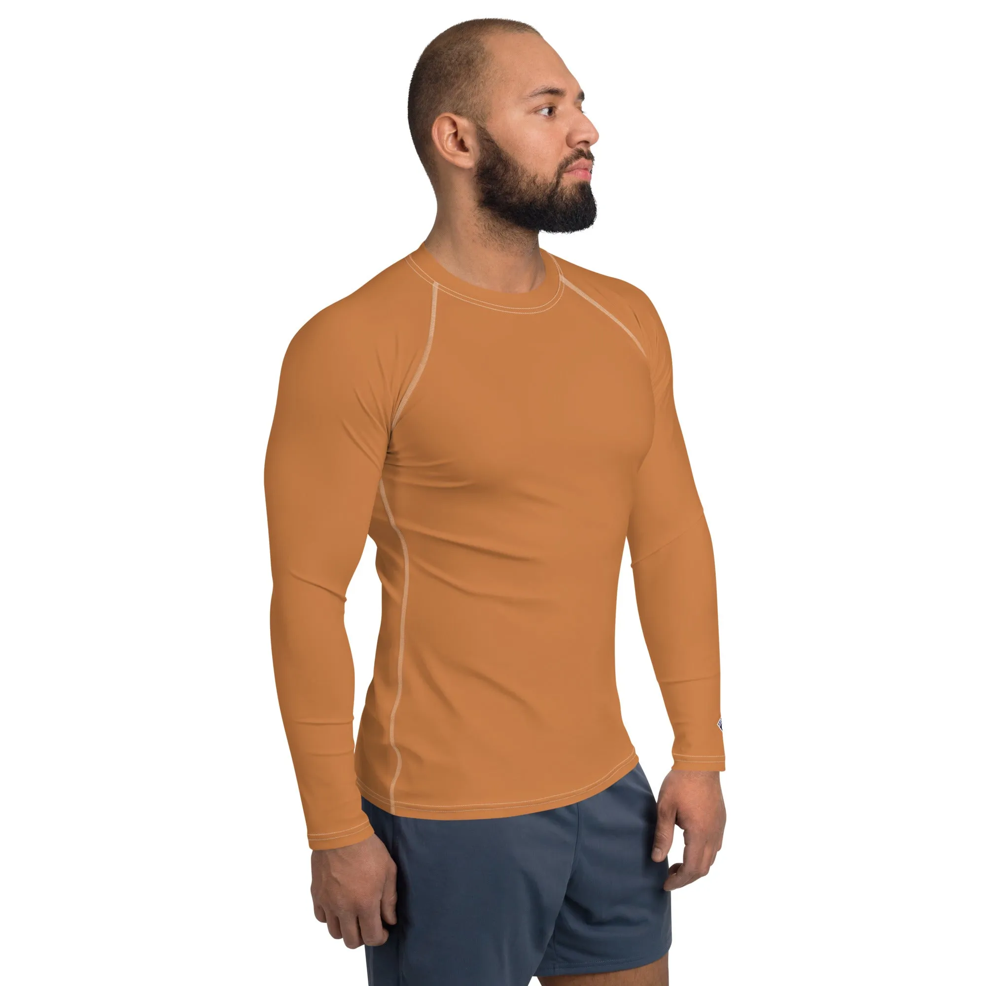 Understated Style: Solid Color Rash Guard for Men - Raw Sienna