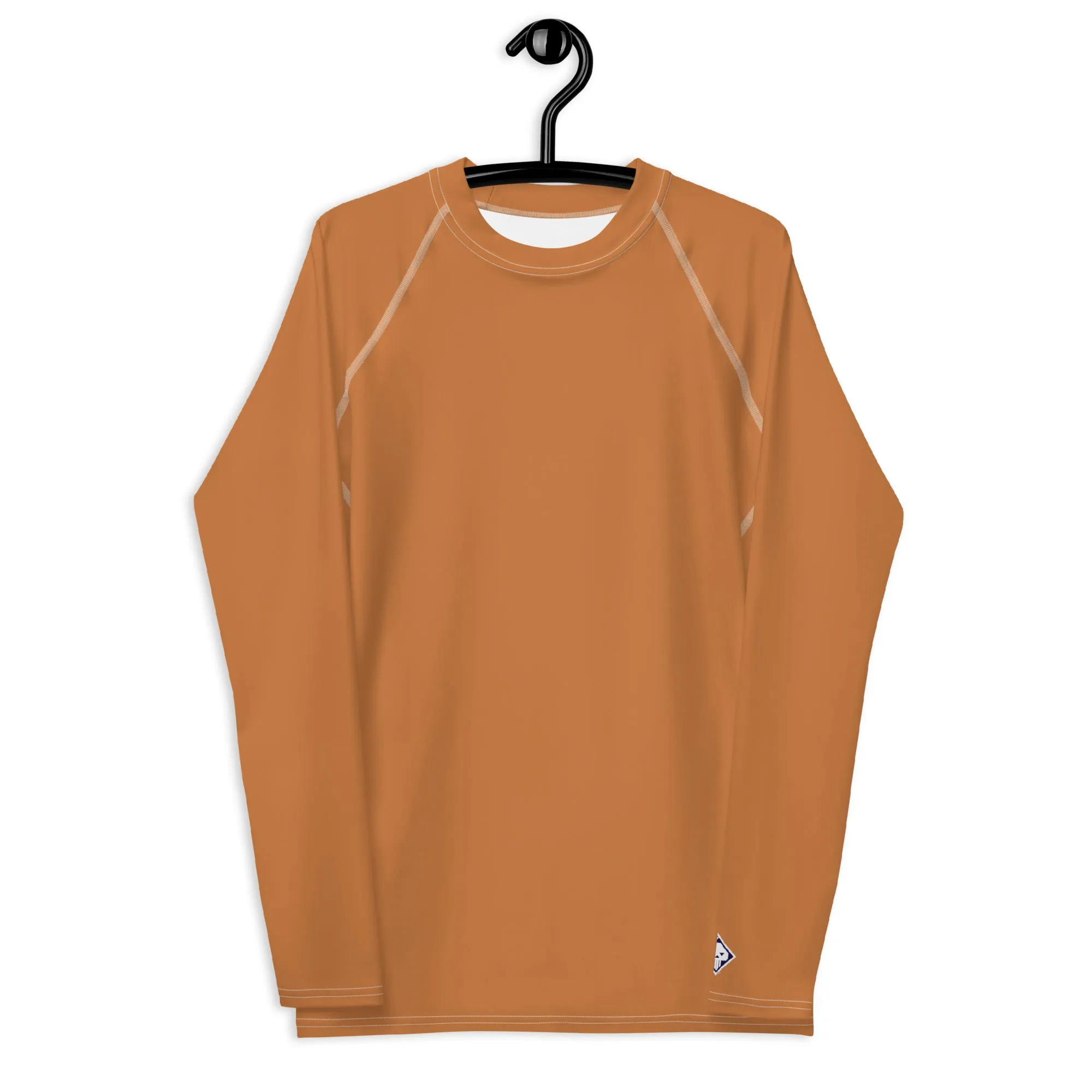 Understated Style: Solid Color Rash Guard for Men - Raw Sienna