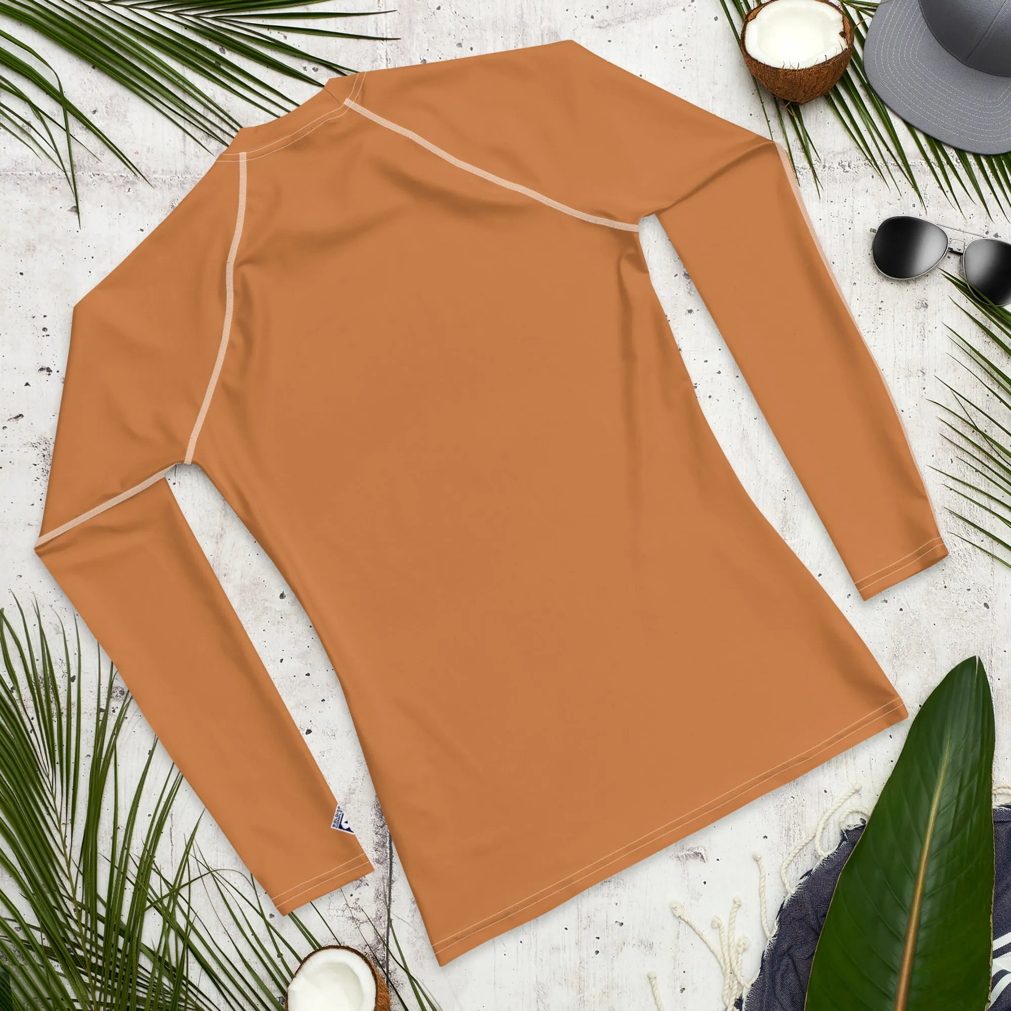 Understated Style: Solid Color Rash Guard for Men - Raw Sienna