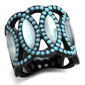 WildKlass Stainless Steel Halloween Ring IP Black Women Precious Stone White