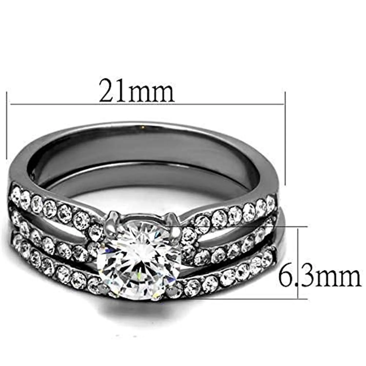 WildKlass Stainless Steel Ring High Polished Women AAA Grade CZ Clear