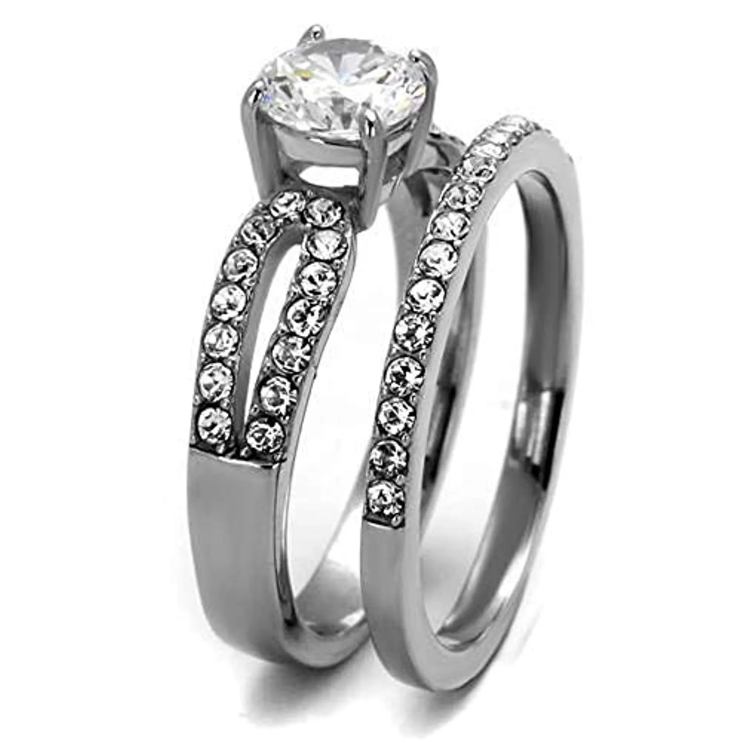 WildKlass Stainless Steel Ring High Polished Women AAA Grade CZ Clear