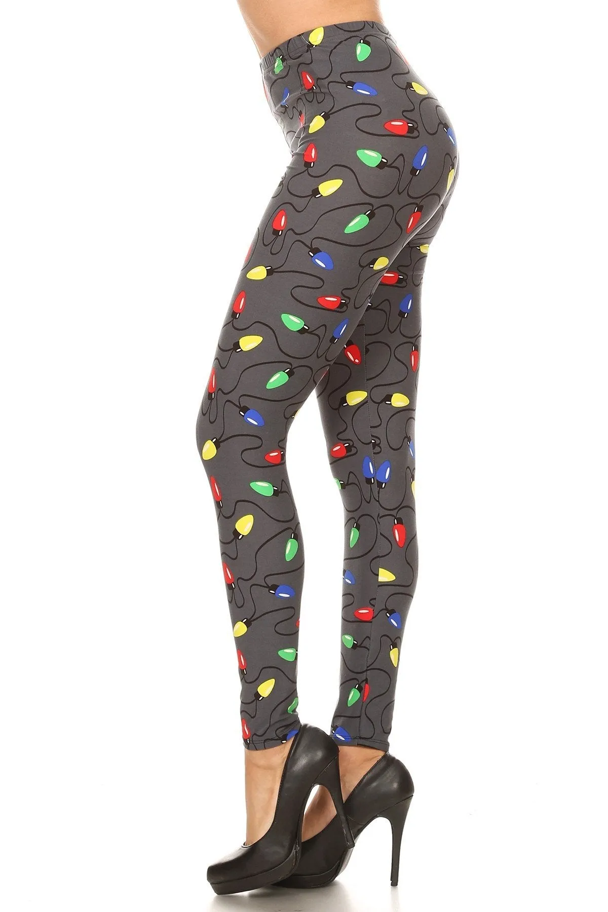 Women's 3X 5X Christmas Light Pattern Printed Leggings