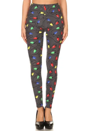 Women's 3X 5X Christmas Light Pattern Printed Leggings