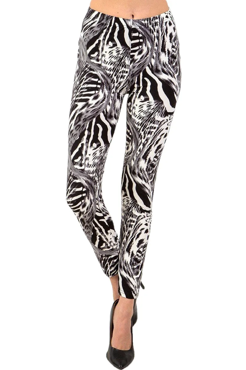 Women's Plus Grey Animal Skin Pattern Printed Leggings