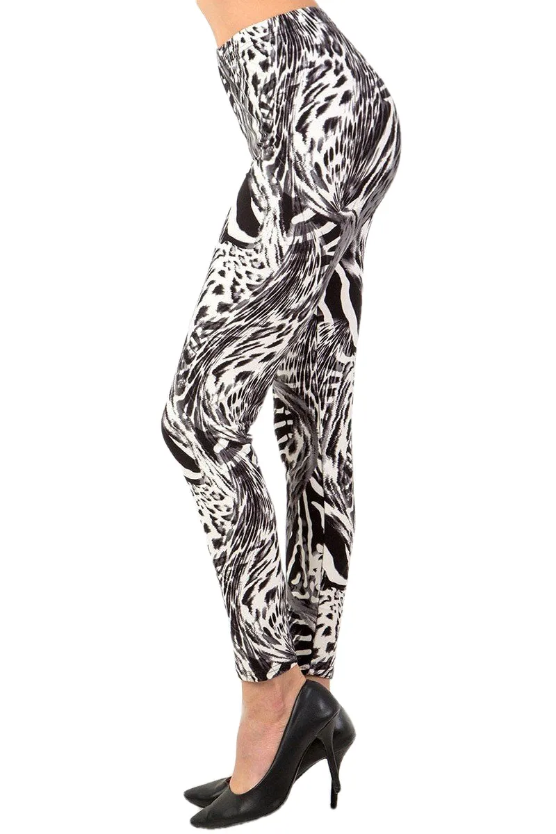 Women's Plus Grey Animal Skin Pattern Printed Leggings