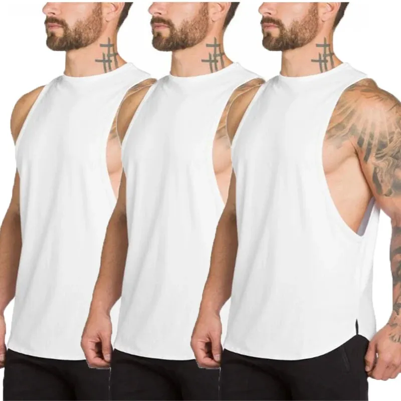 Xituodai 3 Pack Fitness Clothing Blank Bodybuilding Sleeveless Shirt Mens Gym Stringer Tank Top Men Sportswear Undershirt Fashion Vest