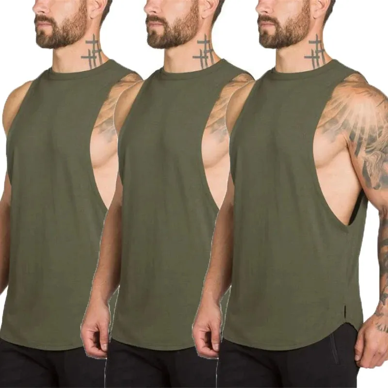 Xituodai 3 Pack Fitness Clothing Blank Bodybuilding Sleeveless Shirt Mens Gym Stringer Tank Top Men Sportswear Undershirt Fashion Vest