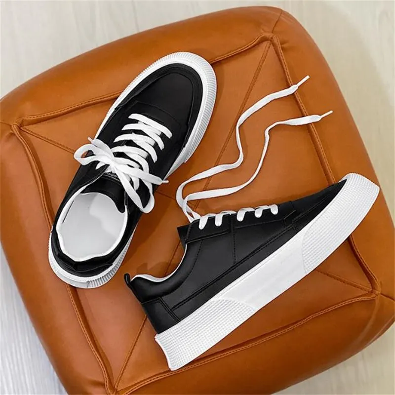 Xituodai  New Fashion Men's Breathable Sneakers Male Platform Flats Solid Color Vulcanize Shoes PU Leather Men Casual Walking Footwear