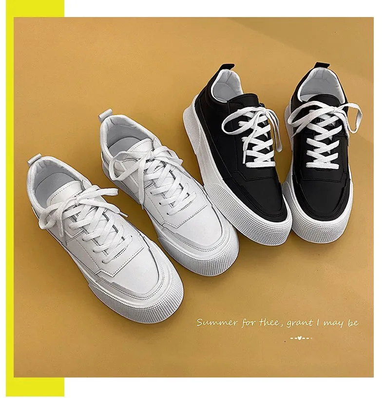 Xituodai  New Fashion Men's Breathable Sneakers Male Platform Flats Solid Color Vulcanize Shoes PU Leather Men Casual Walking Footwear