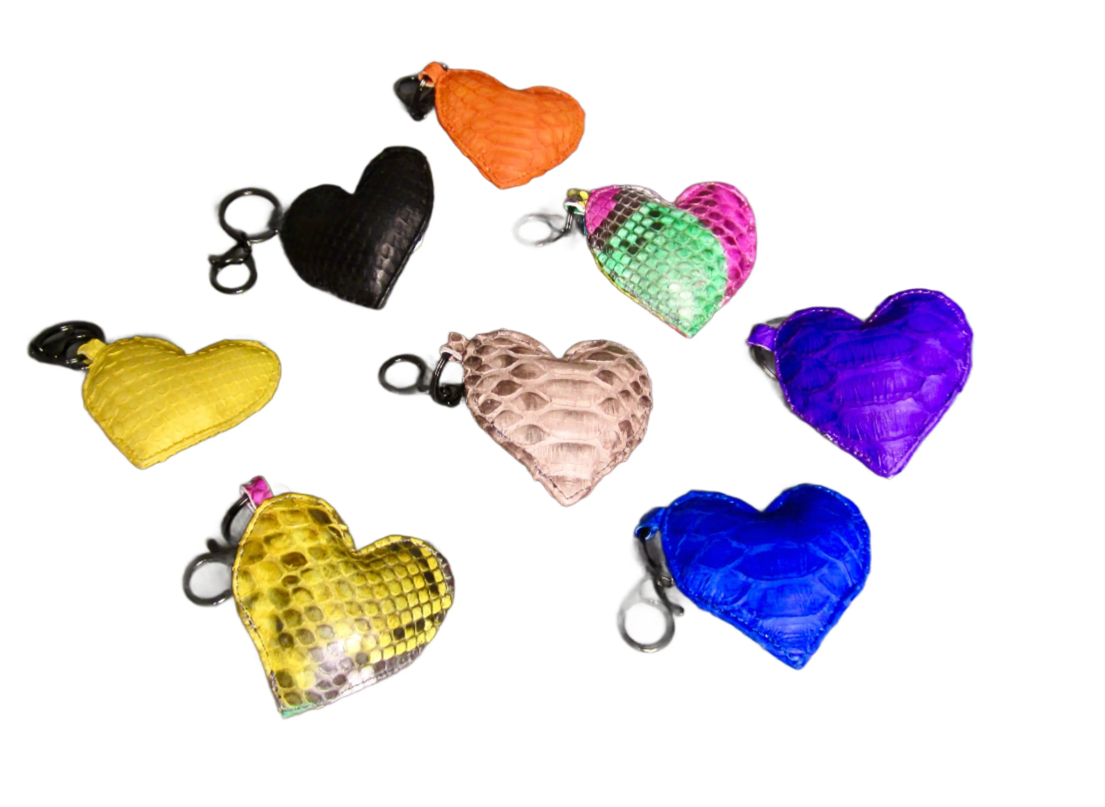 Yellow Leather Heart Key Holder and Charm